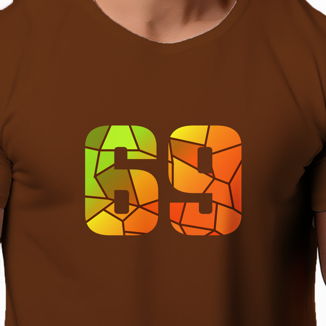 69 Number Men Unisex T-Shirt (Brown)