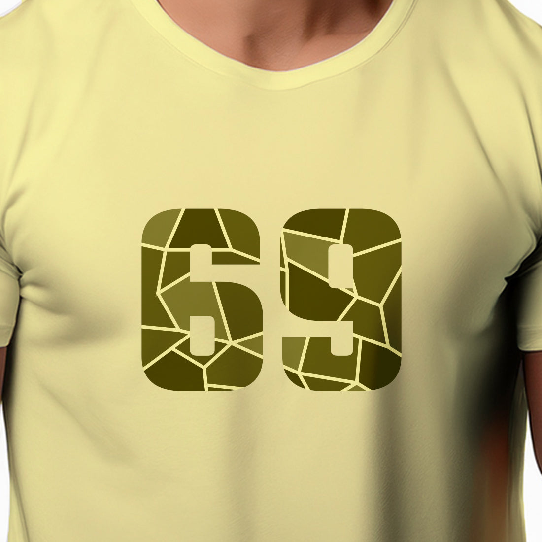 69 Number Men Unisex T-Shirt (Butter Yellow)