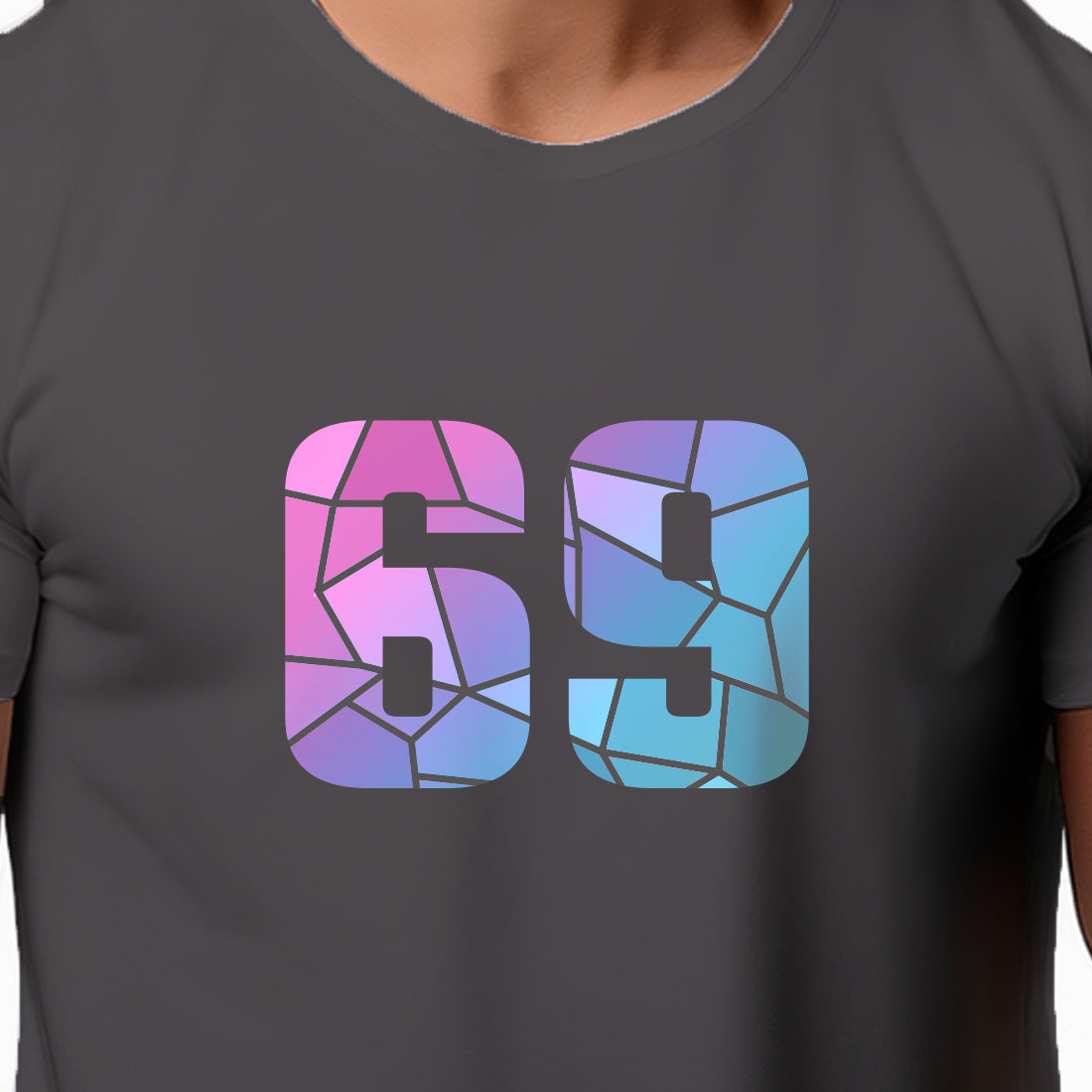 69 Number Men Unisex T-Shirt (Charcoal Grey)