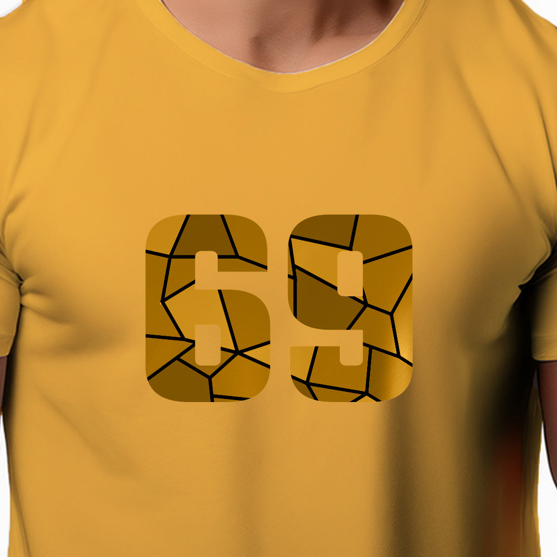 69 Number Men Unisex T-Shirt (Golden Yellow)