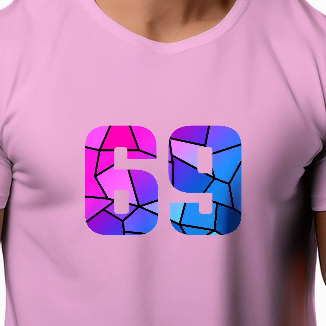 69 Number Men Unisex T-Shirt (Light Pink)