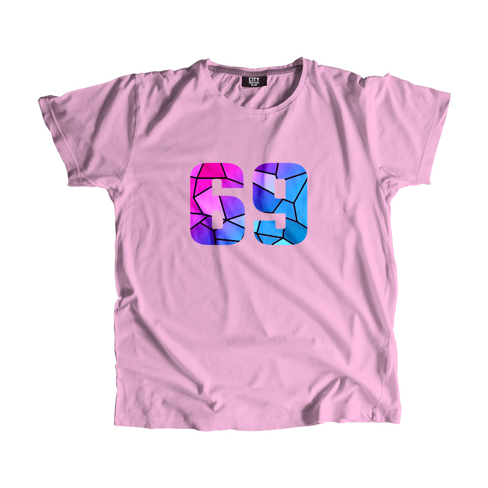 69 Number Men Unisex T-Shirt (Light Pink)