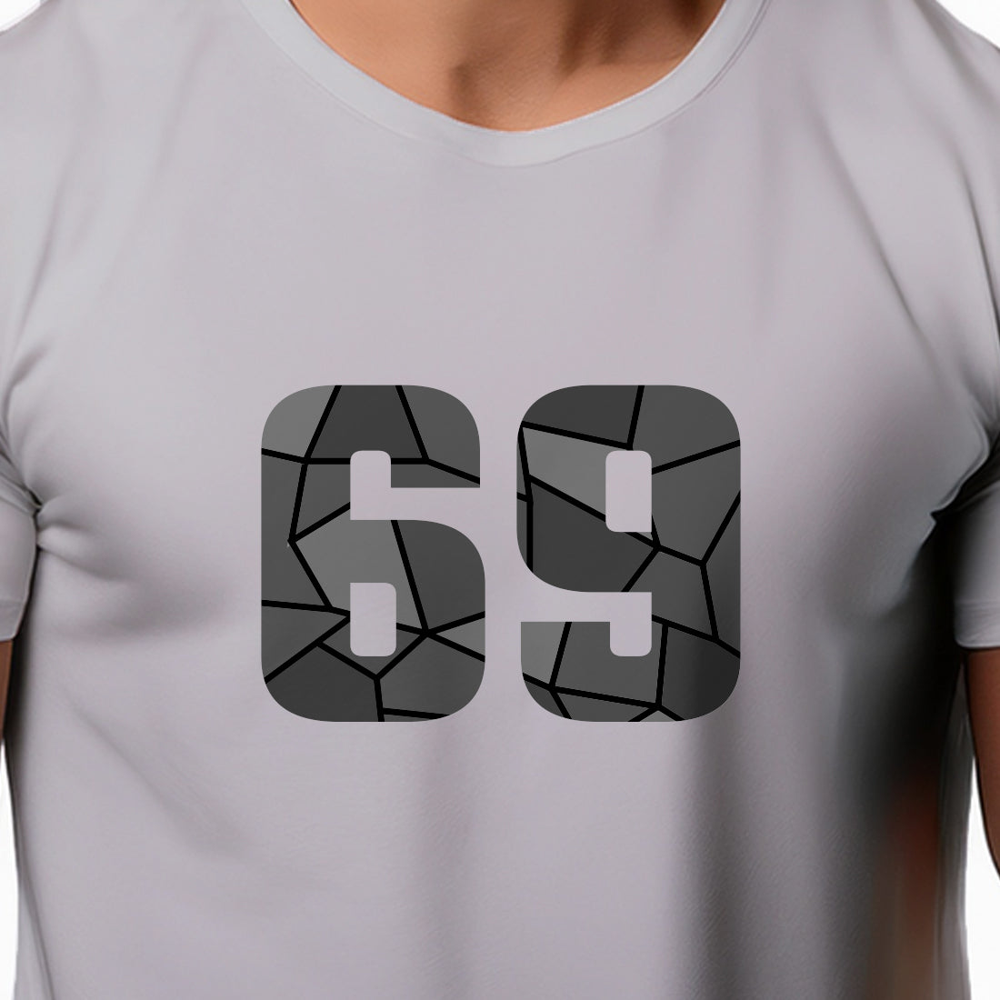 69 Number Men Unisex T-Shirt (Melange Grey)