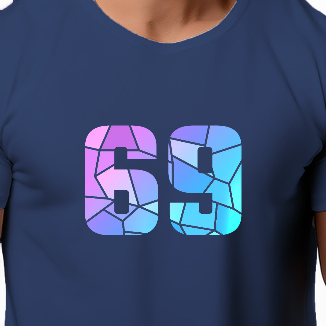 69 Number Men Unisex T-Shirt (Navy Blue)