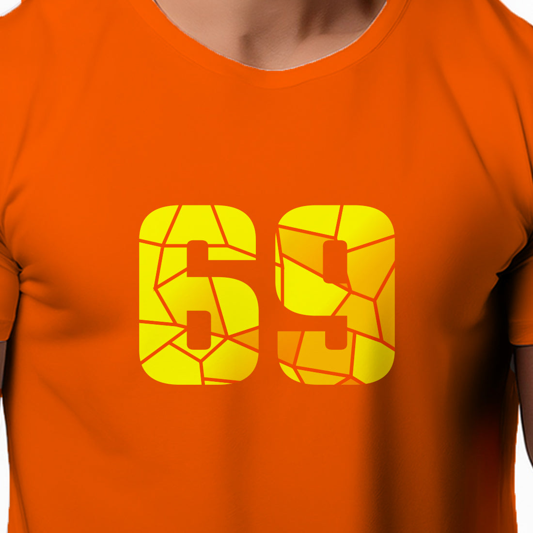 69 Number Men Unisex T-Shirt (Orange)