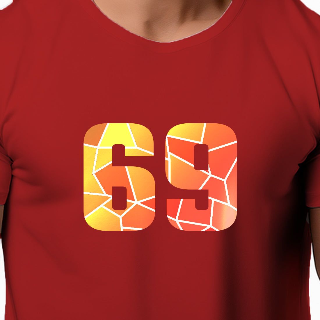 69 Number Men Unisex T-Shirt (Red)