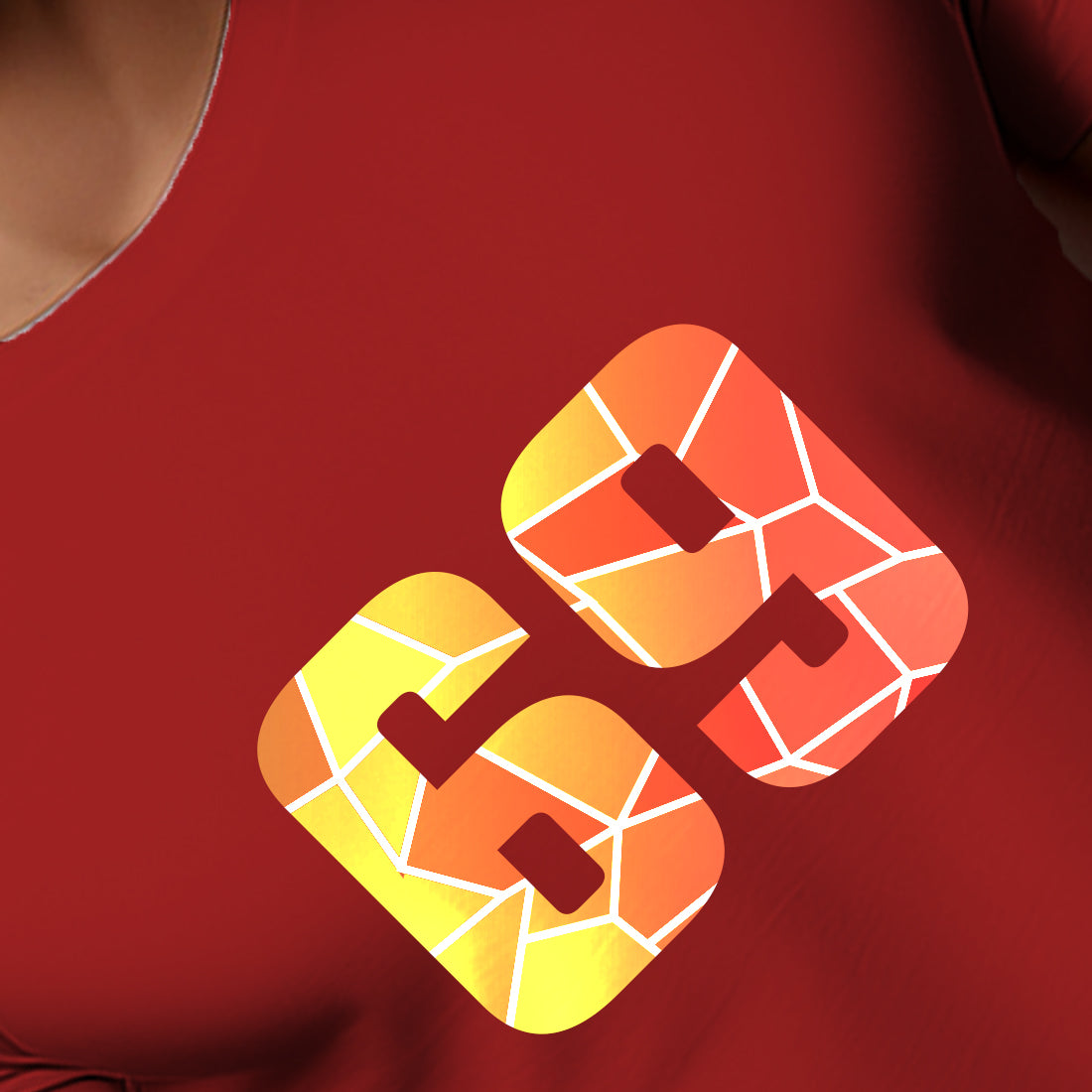 69 Number Men Unisex T-Shirt (Red)