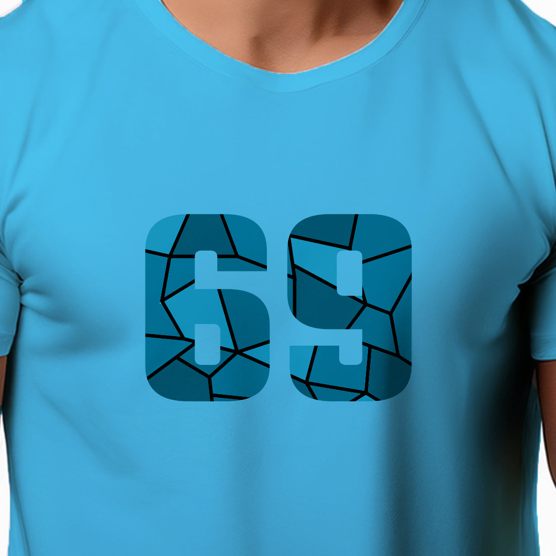 69 Number Men Unisex T-Shirt (Sky Blue)