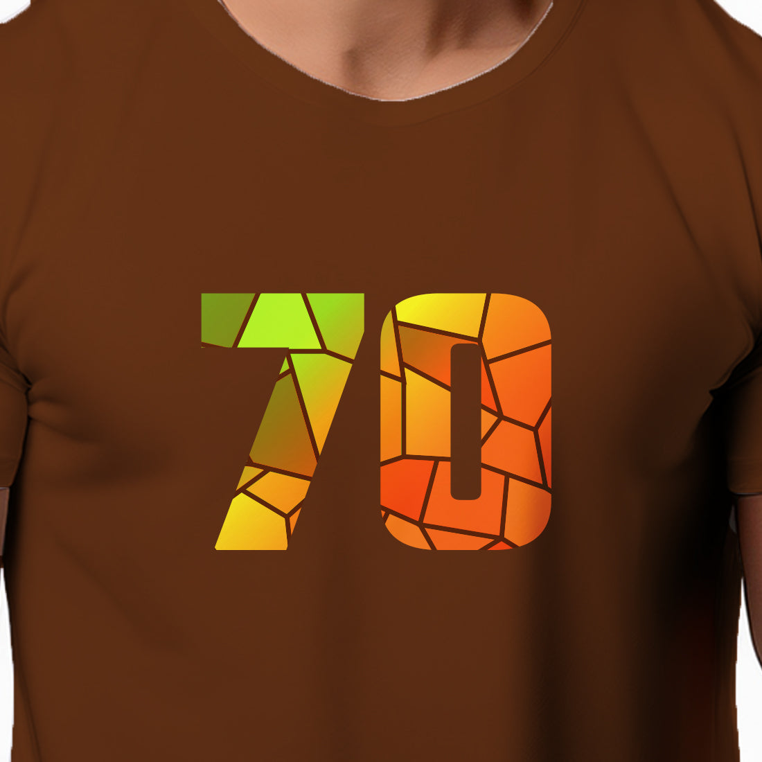 70 Number Men Unisex T-Shirt (Brown)