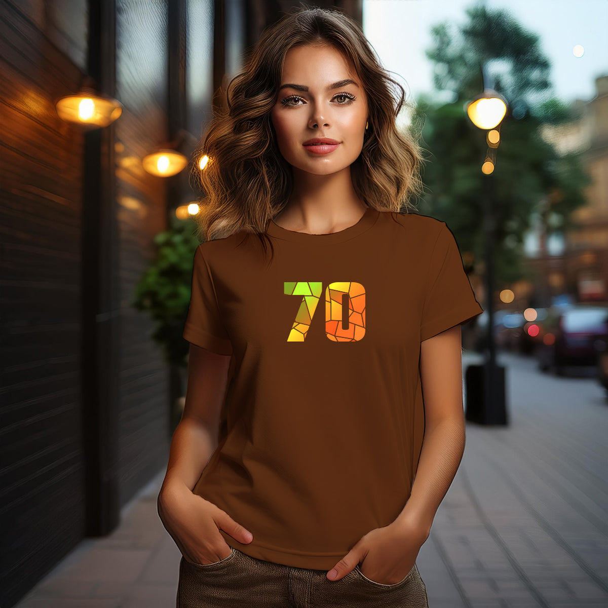 70 Number Women T-Shirt (Brown)
