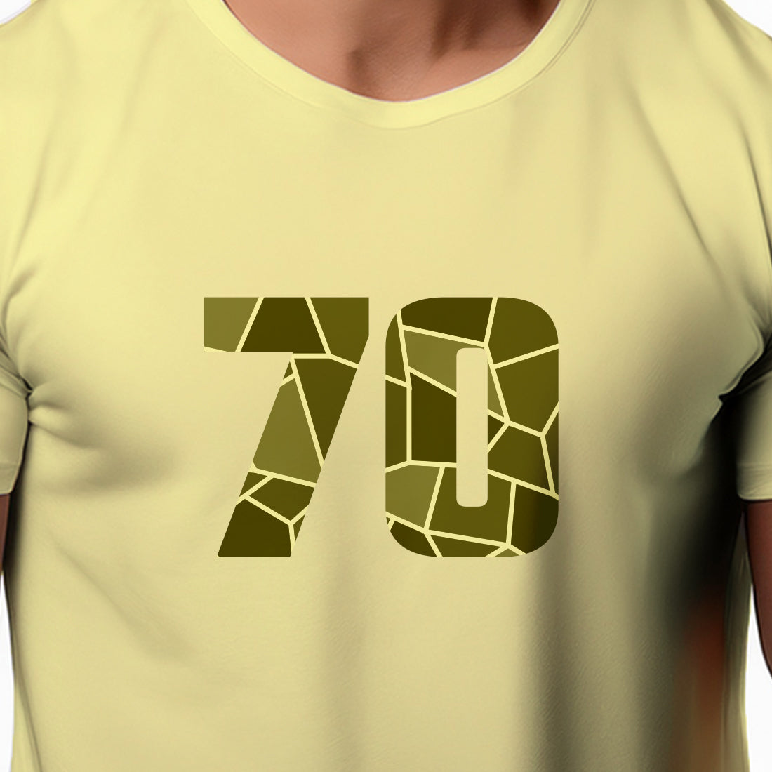 70 Number Men Unisex T-Shirt (Butter Yellow)
