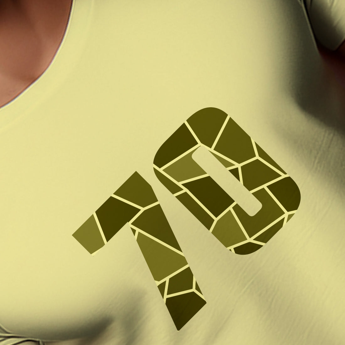 70 Number Men Unisex T-Shirt (Butter Yellow)