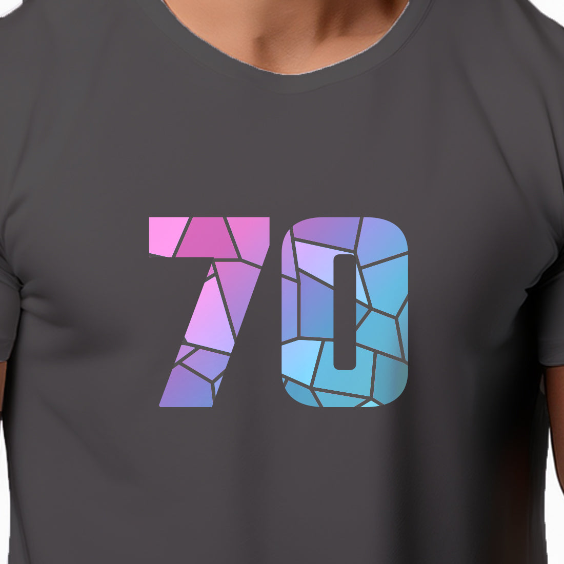 70 Number Men Unisex T-Shirt (Charcoal Grey)