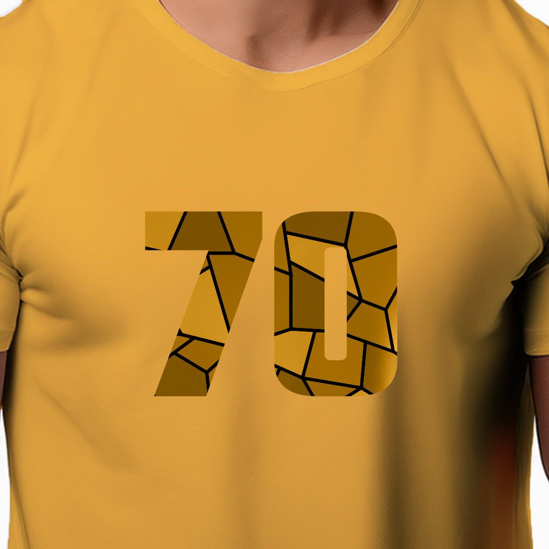 70 Number Men Unisex T-Shirt (Golden Yellow)