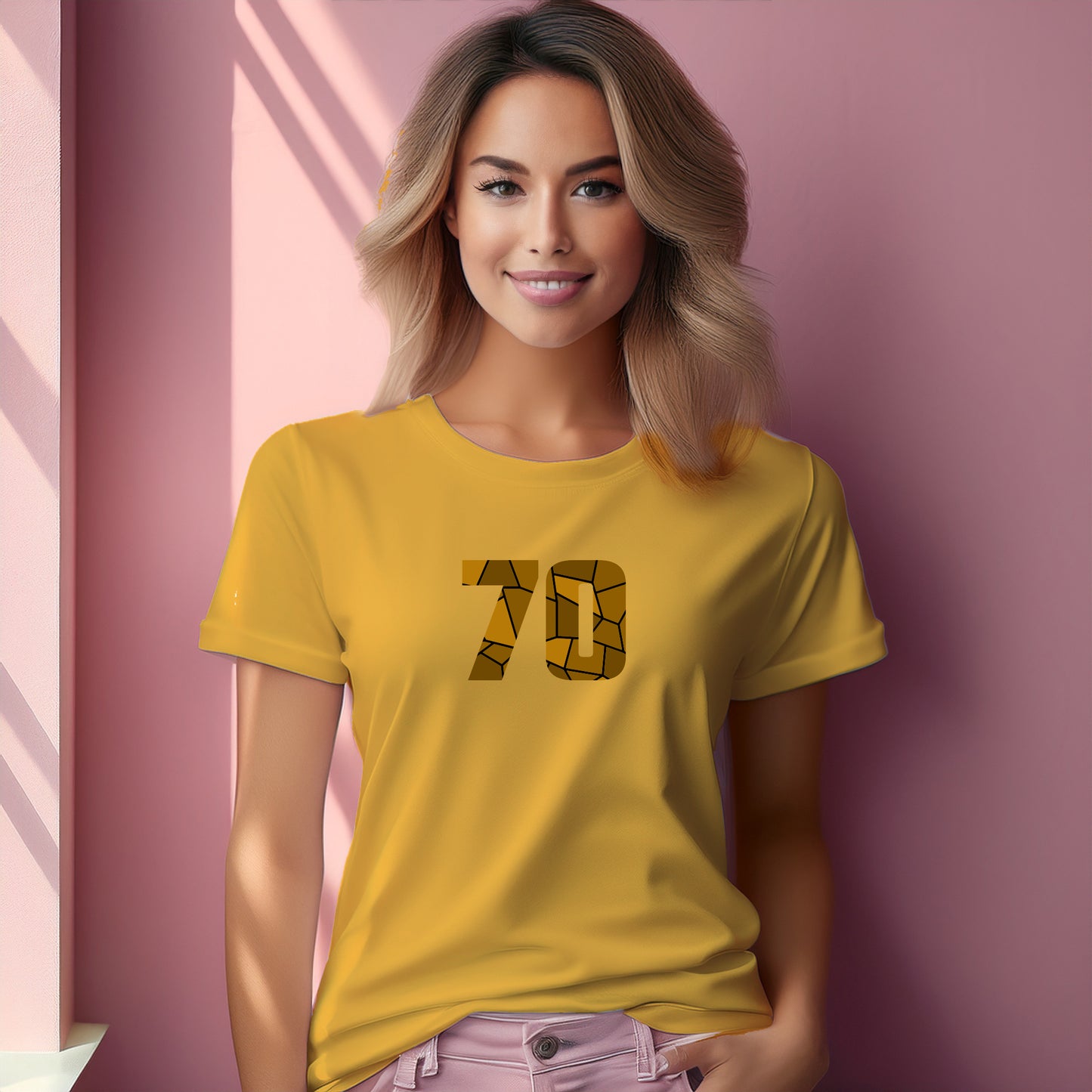 70 Number Women T-Shirt (Golden Yellow)