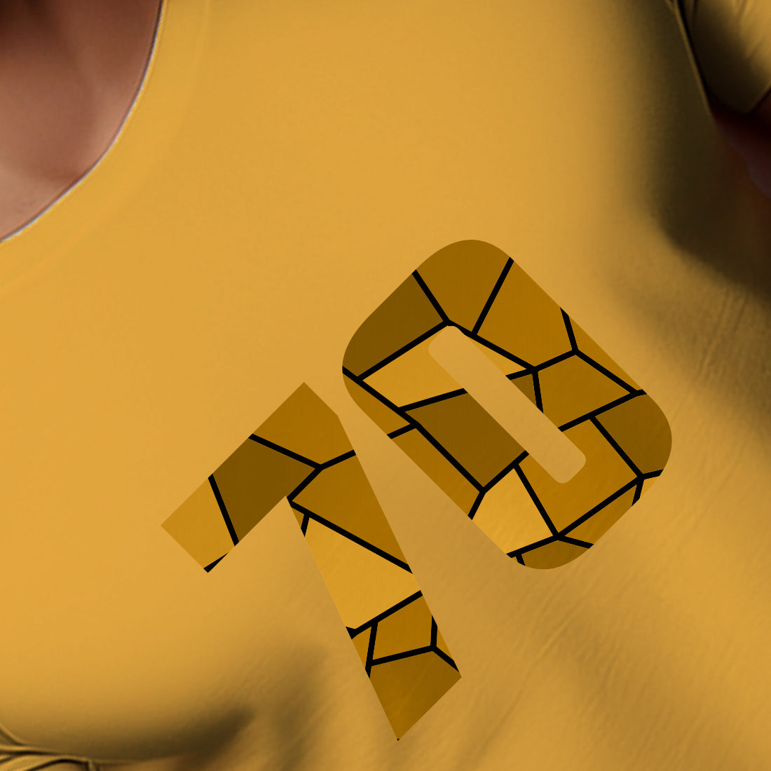 70 Number Men Unisex T-Shirt (Golden Yellow)