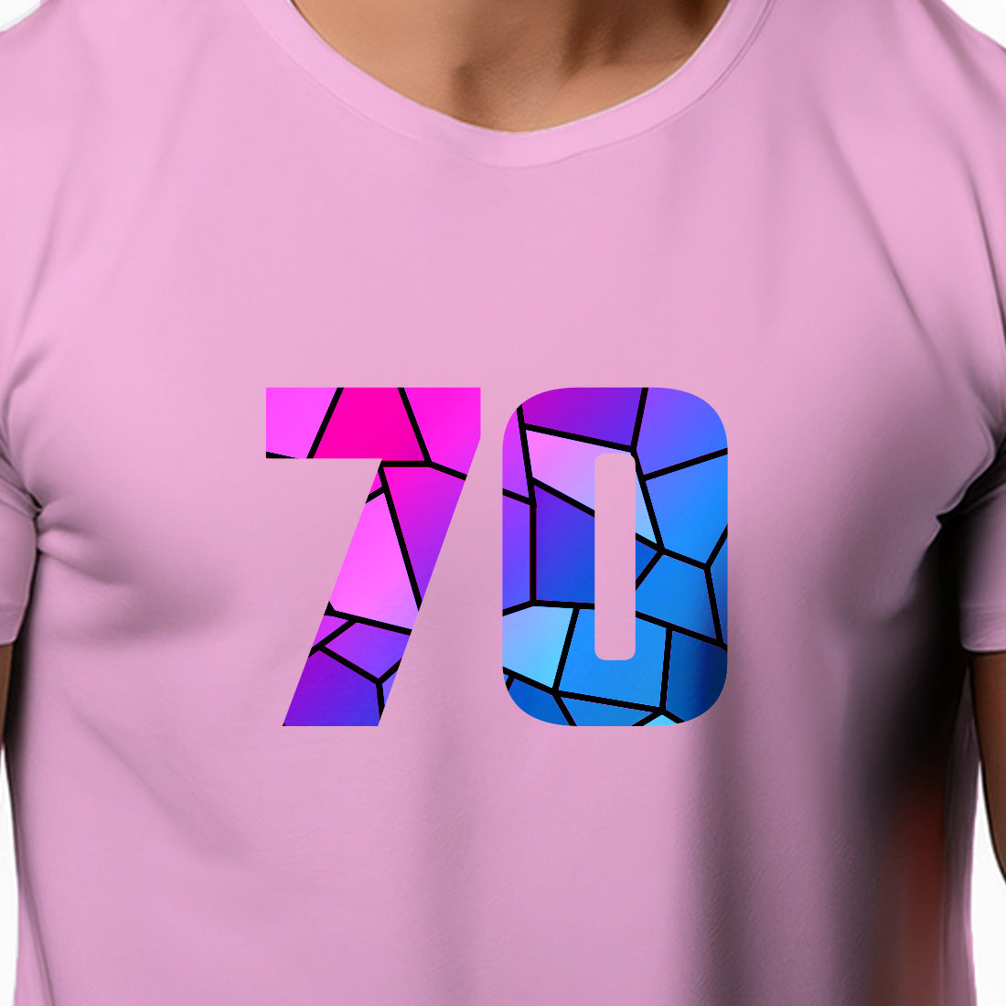 70 Number Men Unisex T-Shirt (Light Pink)