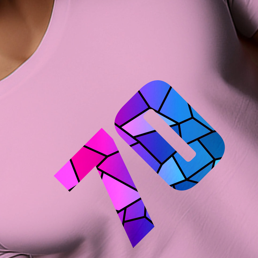 70 Number Men Unisex T-Shirt (Light Pink)