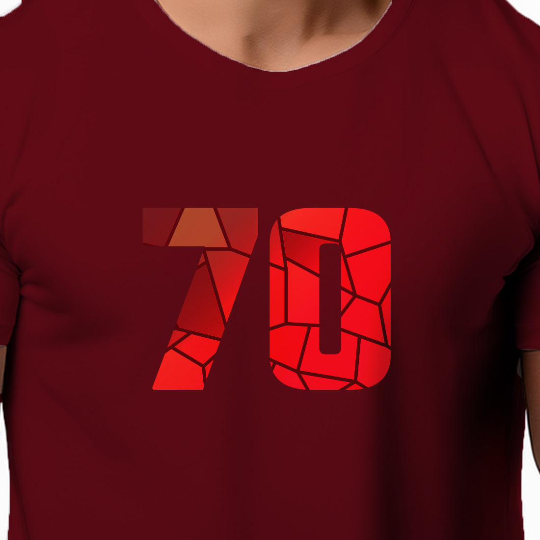70 Number Men Unisex T-Shirt (Maroon)