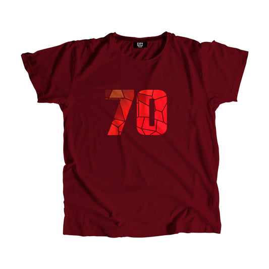 70 Number Men Unisex T-Shirt (Maroon)