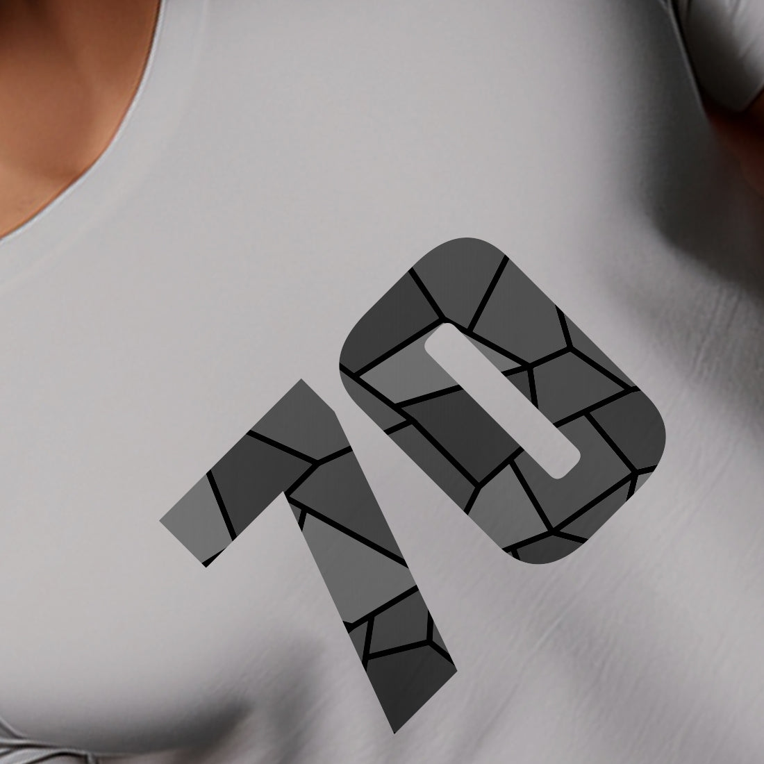 70 Number Men Unisex T-Shirt (Melange Grey)