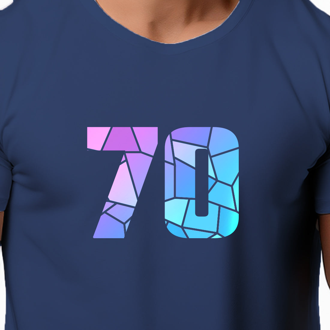 70 Number Men Unisex T-Shirt (Navy Blue)