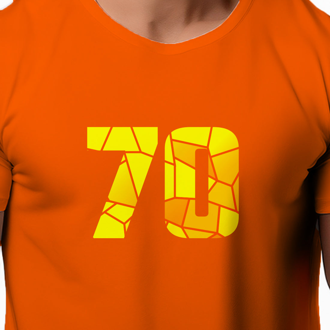 70 Number Men Unisex T-Shirt (Orange)