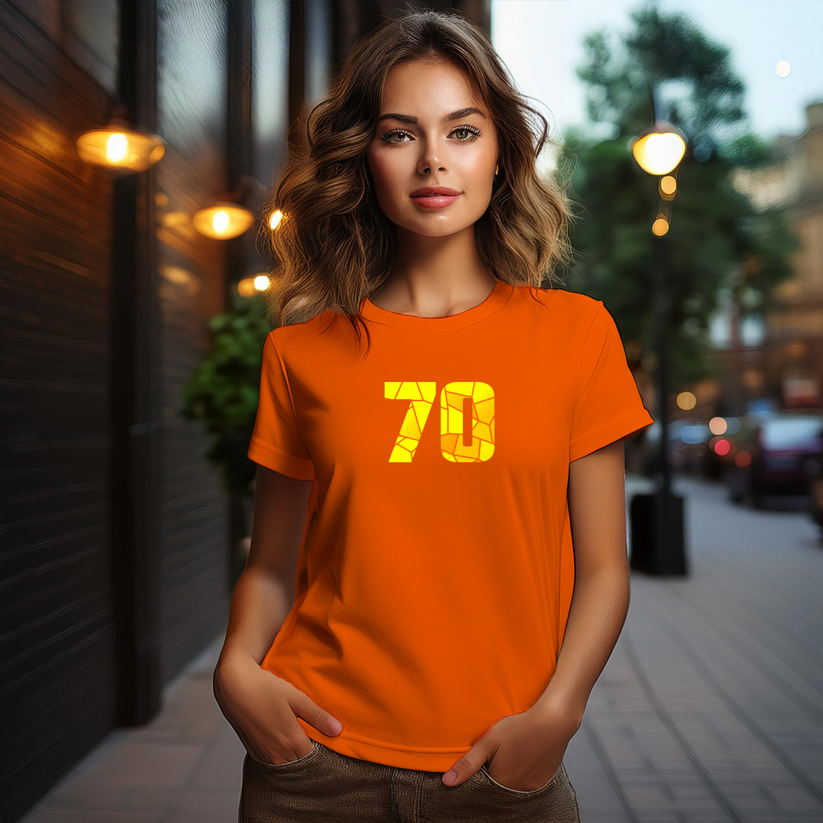 70 Number Women T-Shirt (Orange)