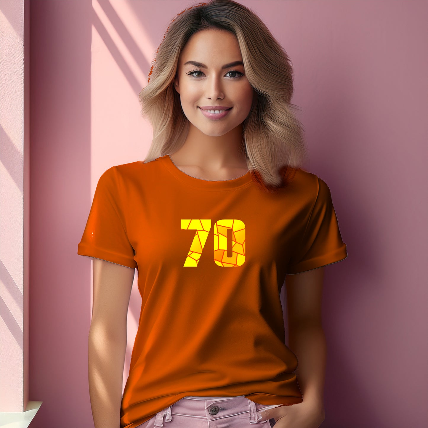 70 Number Women T-Shirt (Orange)