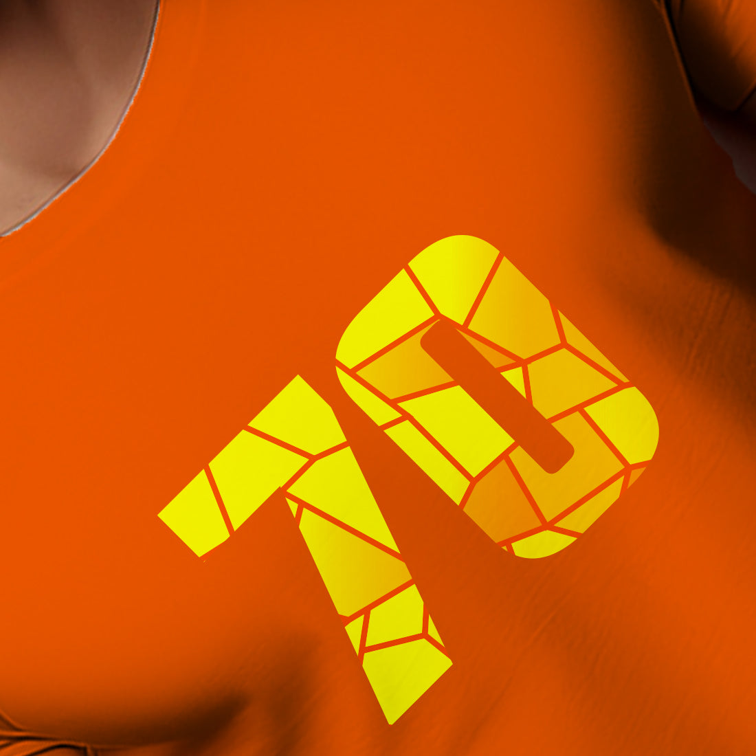 70 Number Men Unisex T-Shirt (Orange)