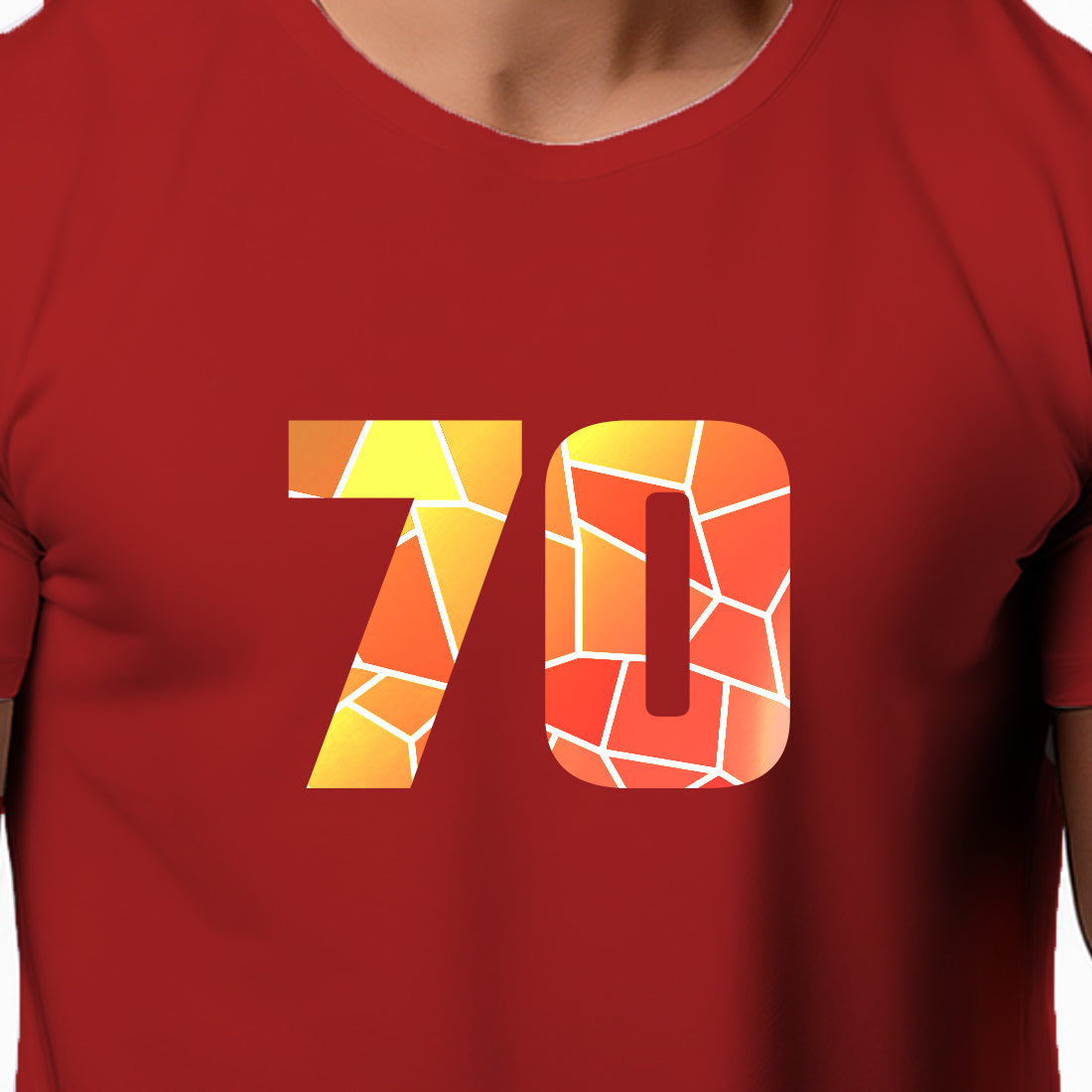 70 Number Men Unisex T-Shirt (Red)