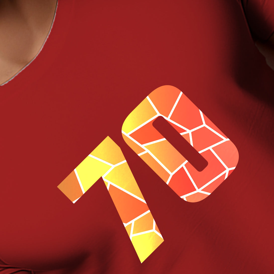 70 Number Men Unisex T-Shirt (Red)