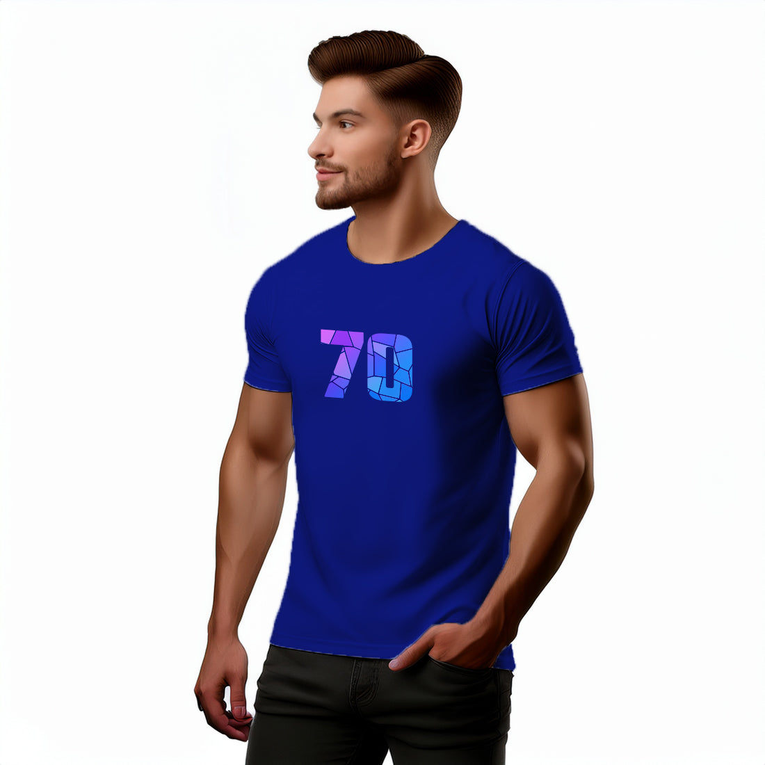 70 Number Men Unisex T-Shirt (Royal Blue)
