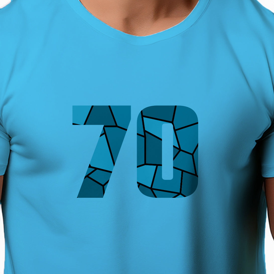 70 Number Men Unisex T-Shirt (Sky Blue)