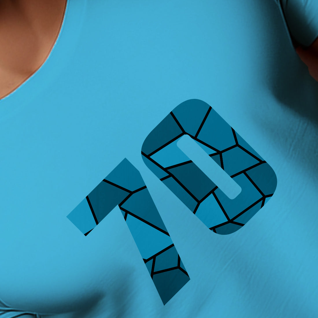 70 Number Men Unisex T-Shirt (Sky Blue)