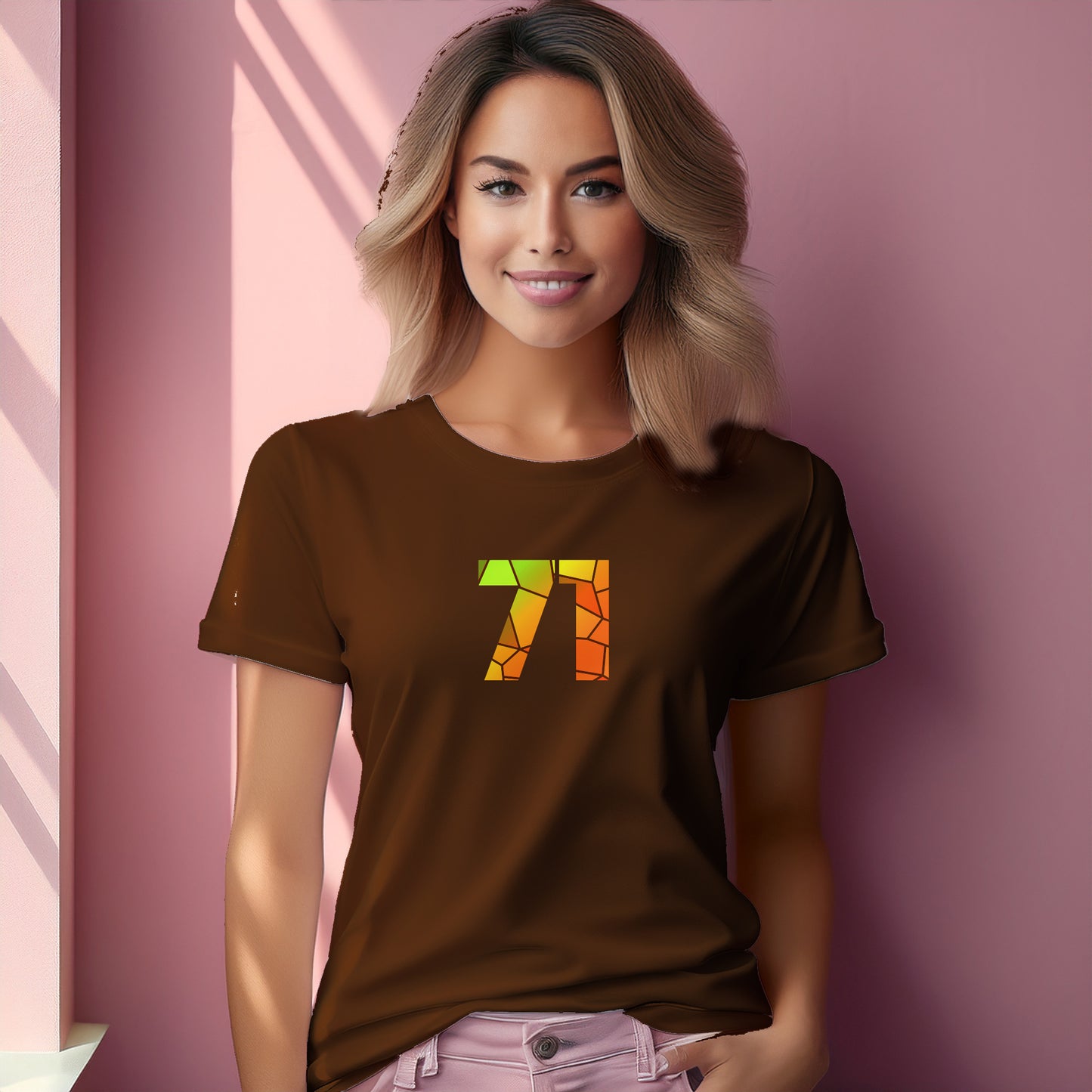 71 Number Women T-Shirt (Brown)