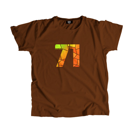 71 Number Men Unisex T-Shirt (Brown)