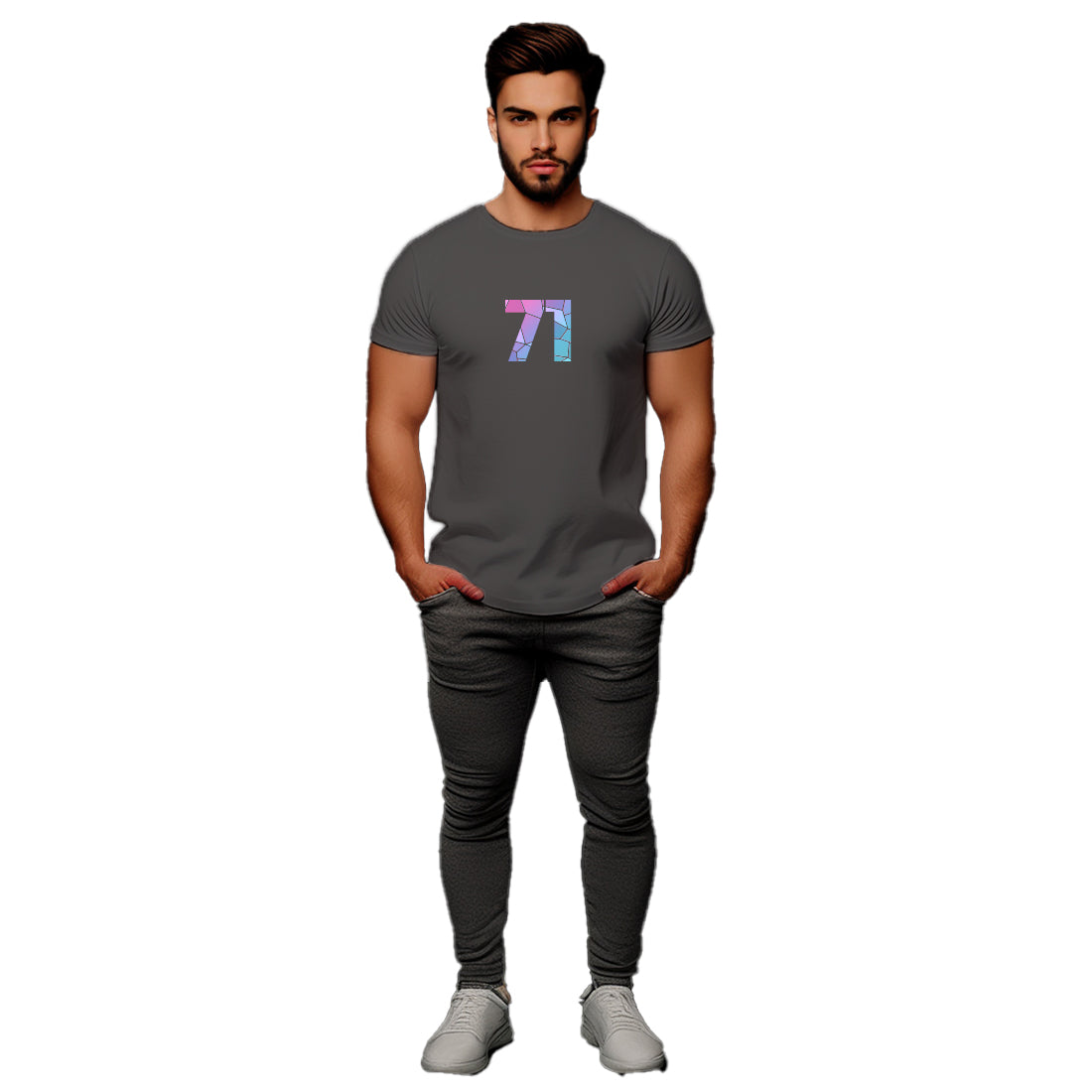 71 Number Men Unisex T-Shirt (Charcoal Grey)