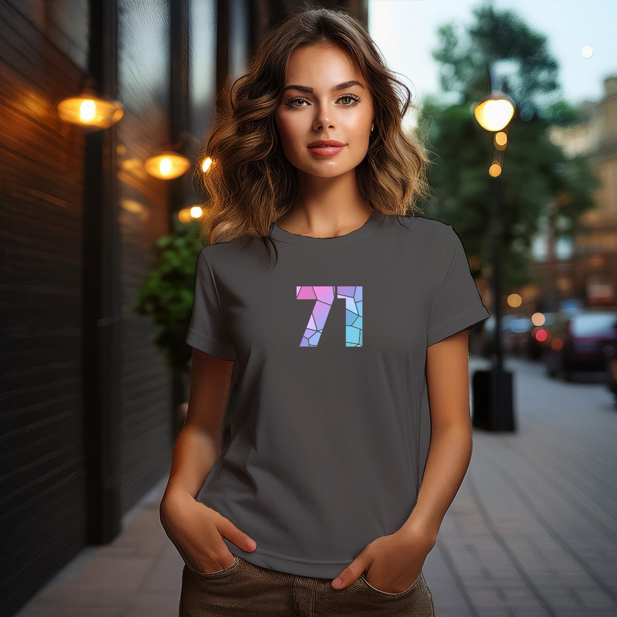 71 Number Women T-Shirt (Charcoal Grey)