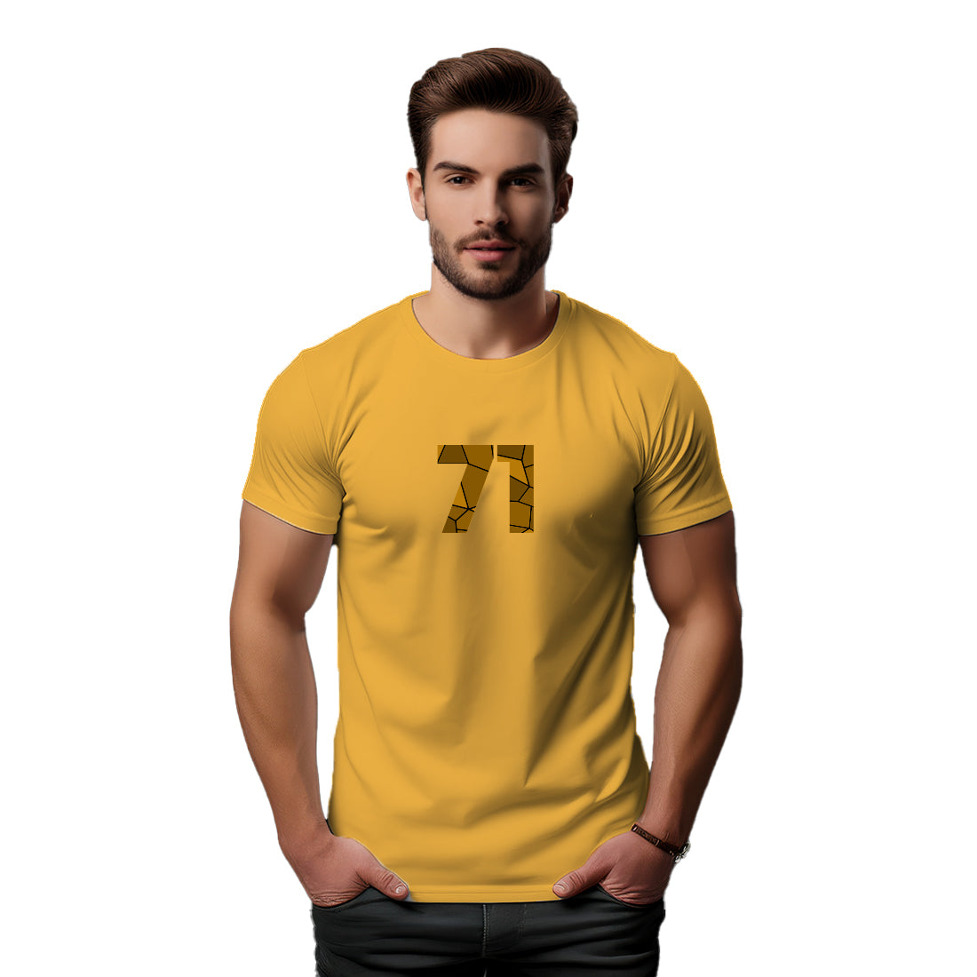 71 Number Men Unisex T-Shirt (Golden Yellow)