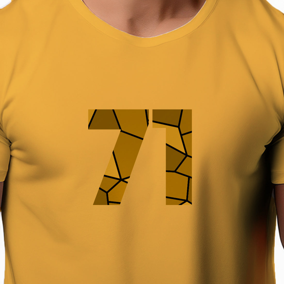 71 Number Men Unisex T-Shirt (Golden Yellow)
