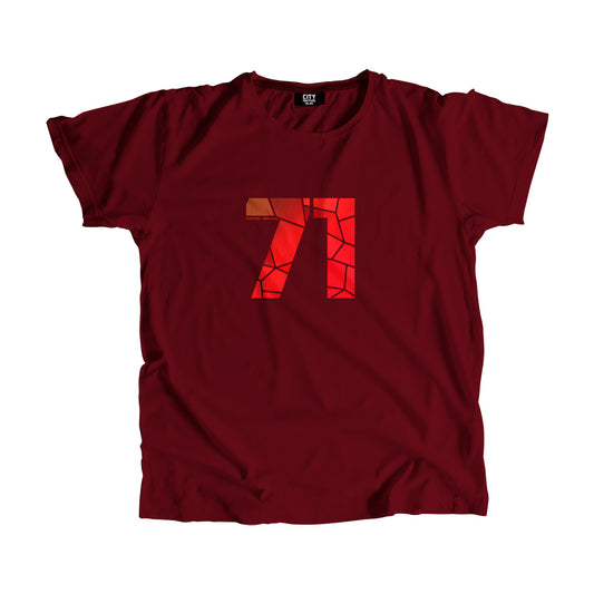 71 Number Men Unisex T-Shirt (Maroon)