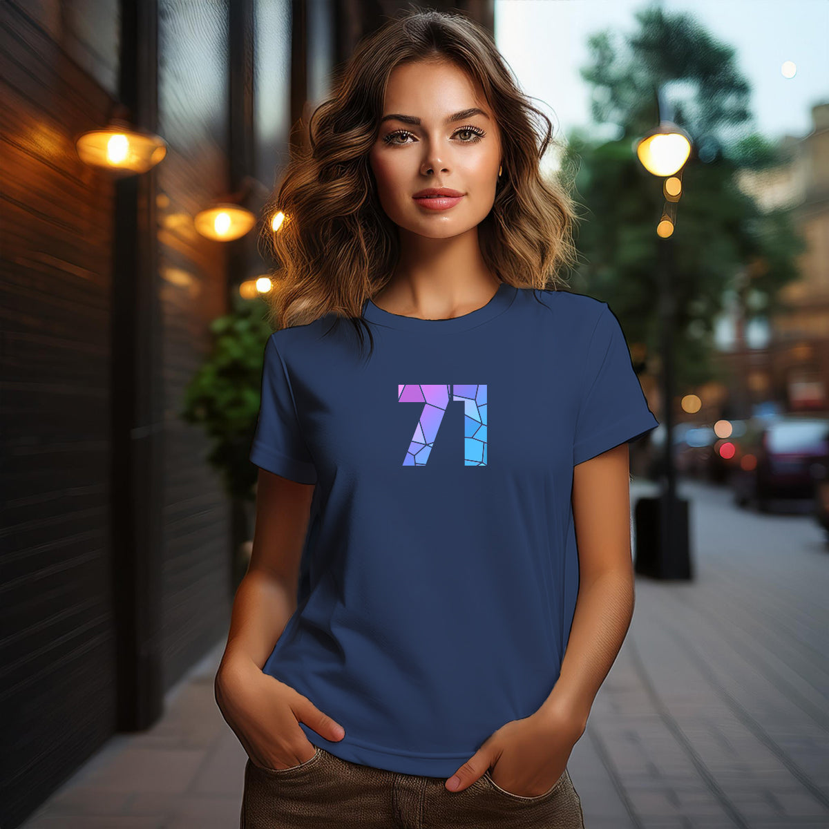 71 Number Women T-Shirt (Navy Blue)
