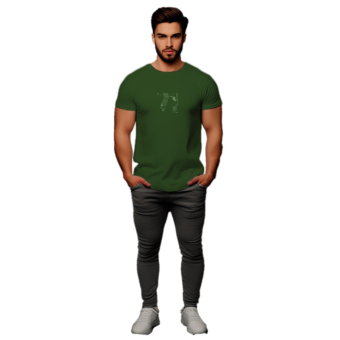 71 Number Men Unisex T-Shirt (Olive Green)