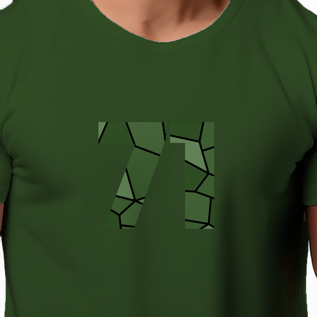 71 Number Men Unisex T-Shirt (Olive Green)