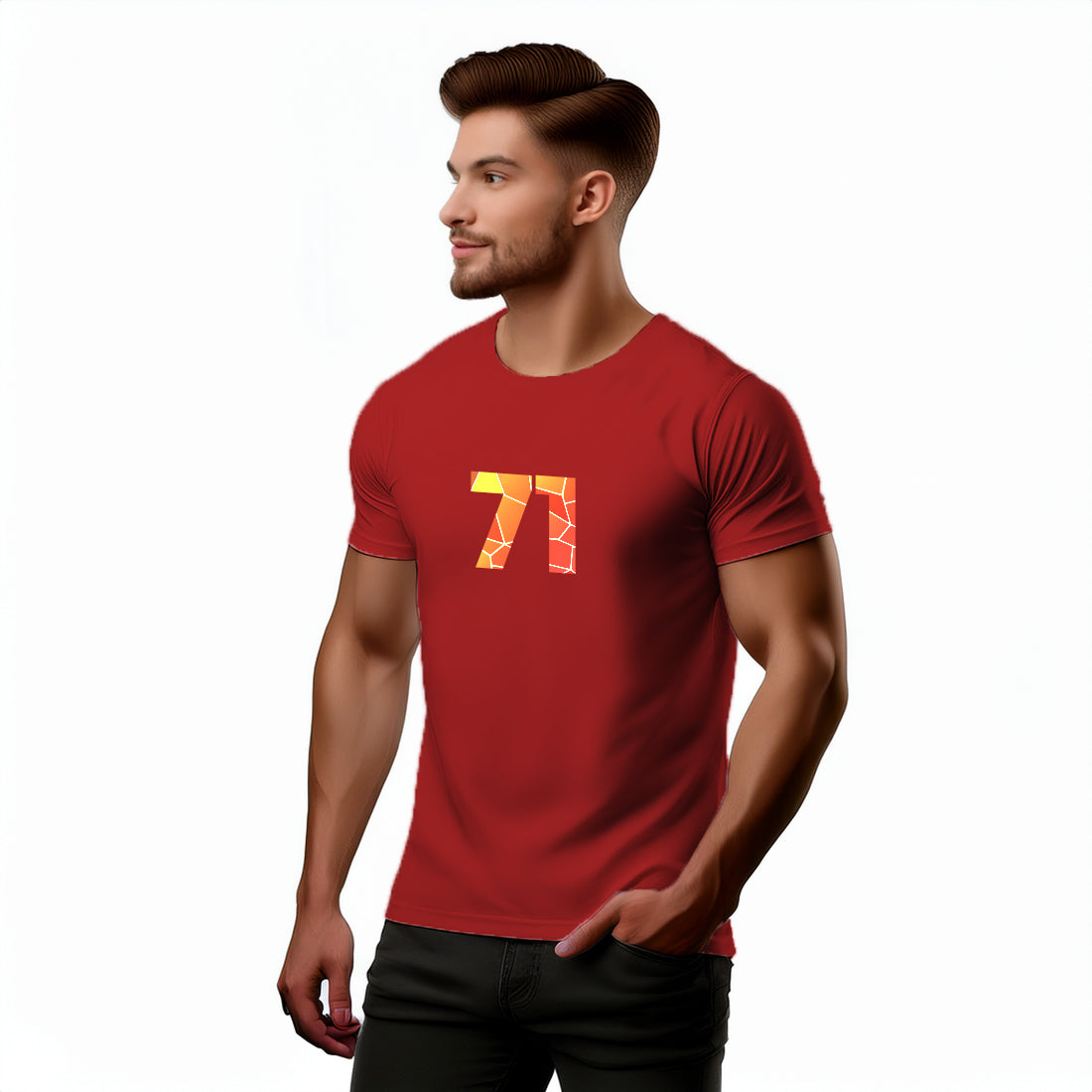71 Number Men Unisex T-Shirt (Red)