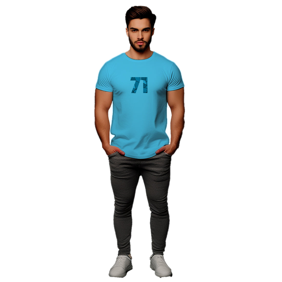 71 Number Men Unisex T-Shirt (Sky Blue)