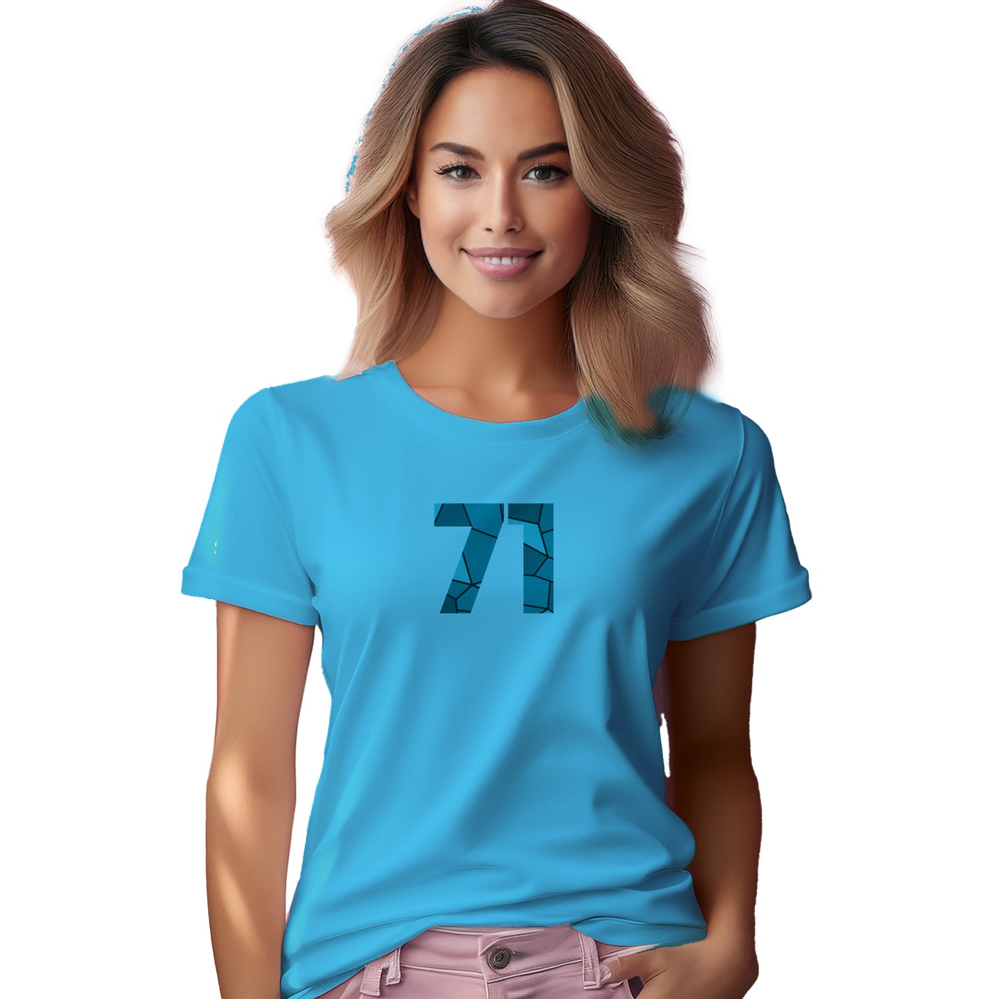 71 Number Women T-Shirt (Sky Blue)
