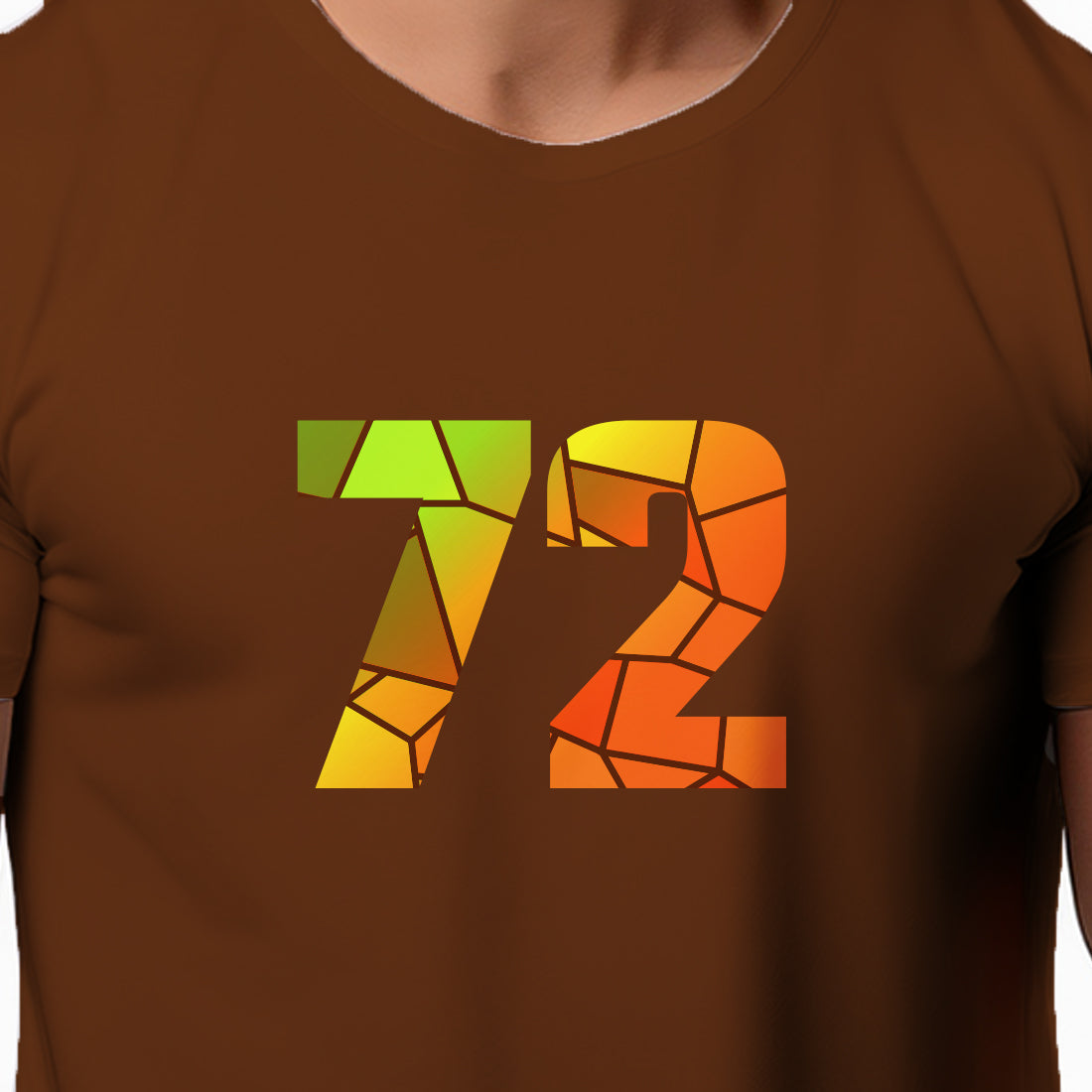 72 Number Men Unisex T-Shirt (Brown)