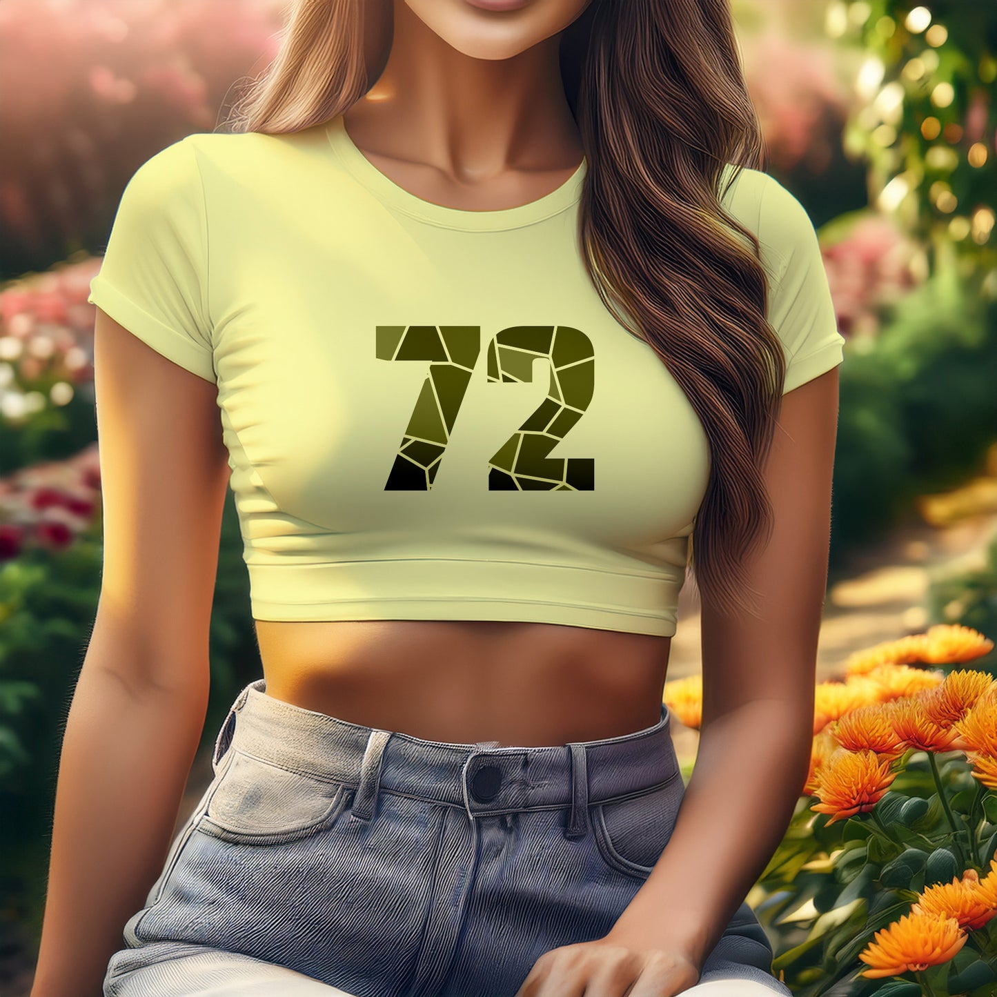 72 Number Women Crop Top (Butter Yellow)